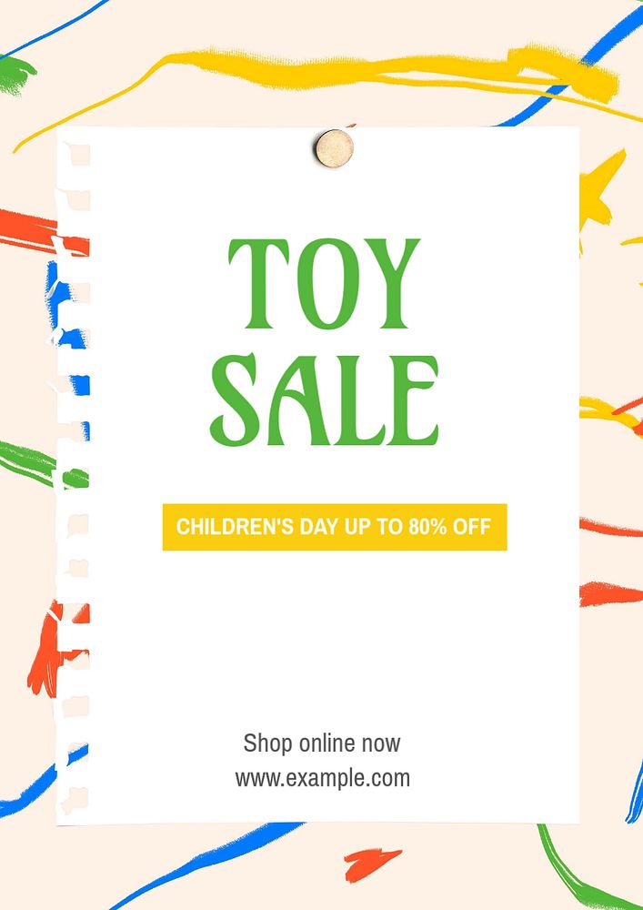 Toy sale poster template, editable text and design