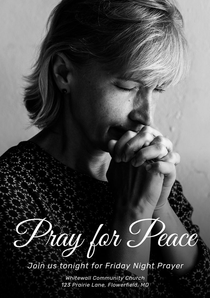 Pray for peace poster template, editable text & design