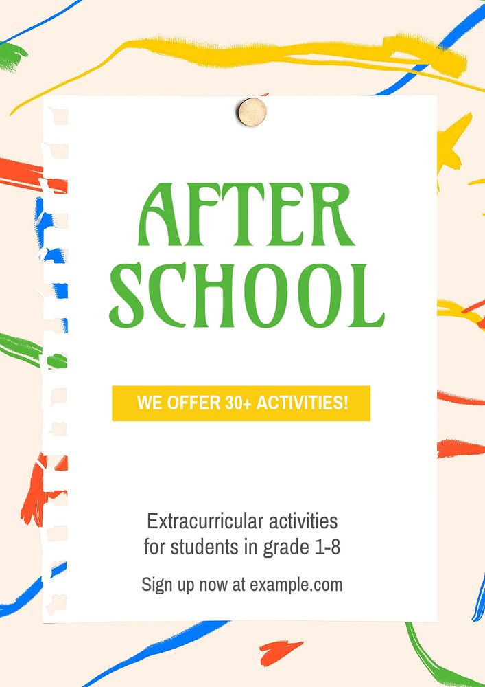 After school activity poster template, editable text and design