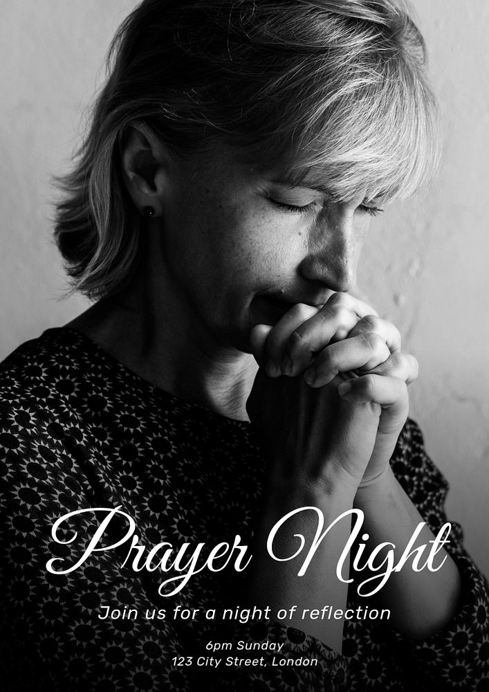 Prayer night poster template, editable text & design