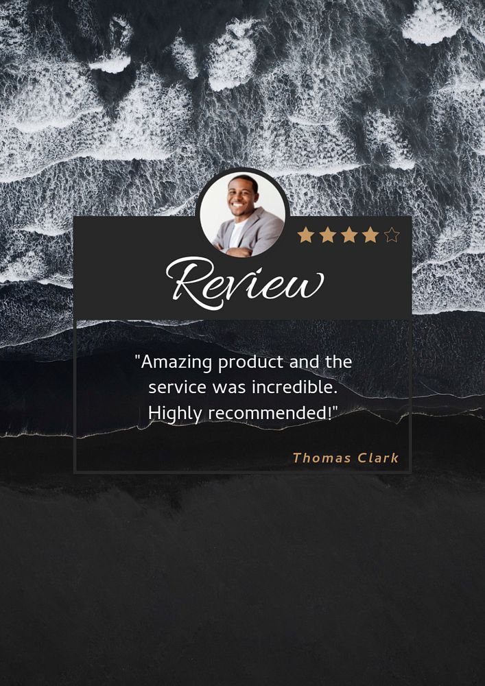 Customer review poster template, editable text and design