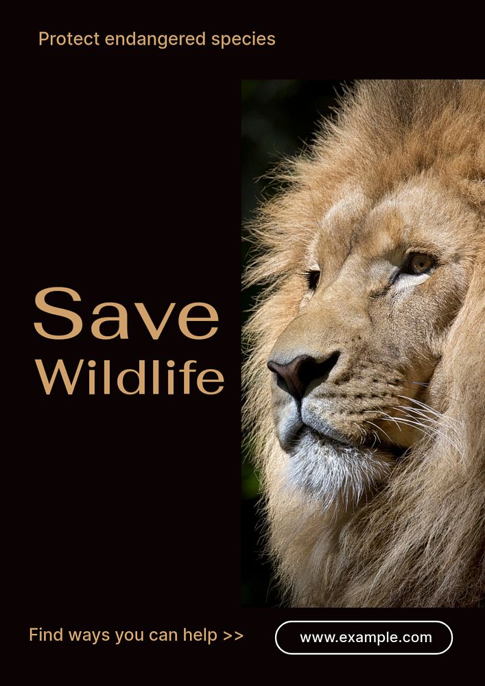 Save wildlife  poster template, editable text & design