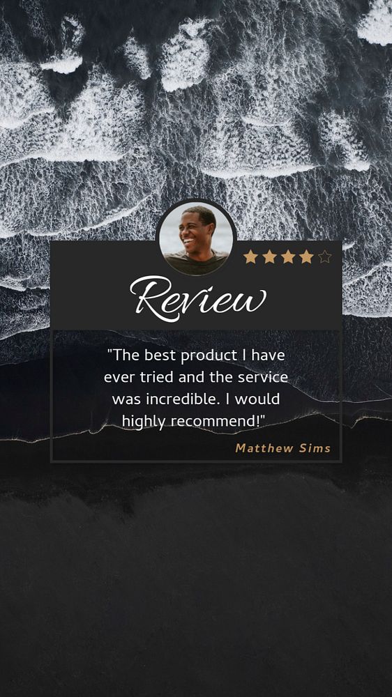 Customer review Instagram story template, editable text