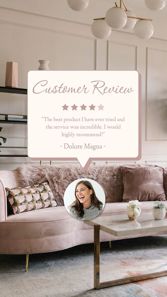 Customer review  Instagram story template, editable text