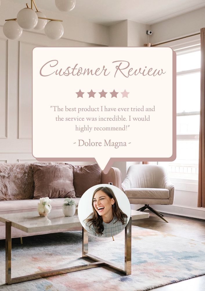 Customer review  poster template, editable text & design