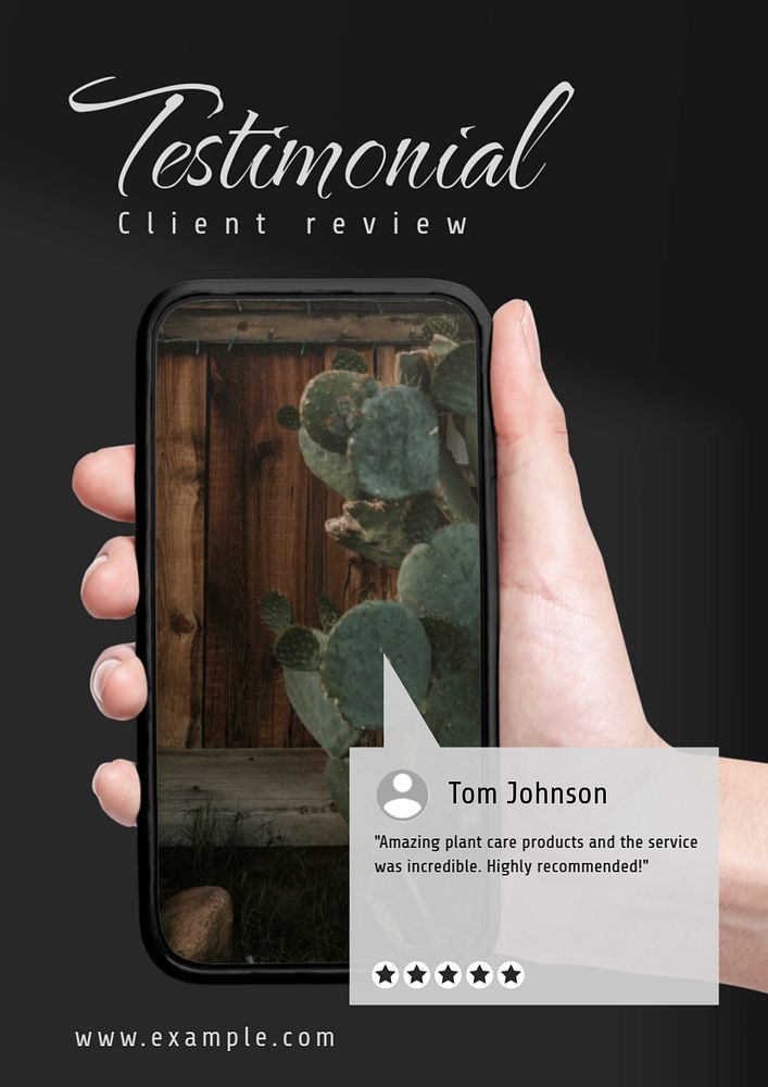 Testimonial  poster template, editable text & design