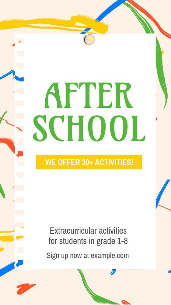 After school activity Instagram story template, editable text