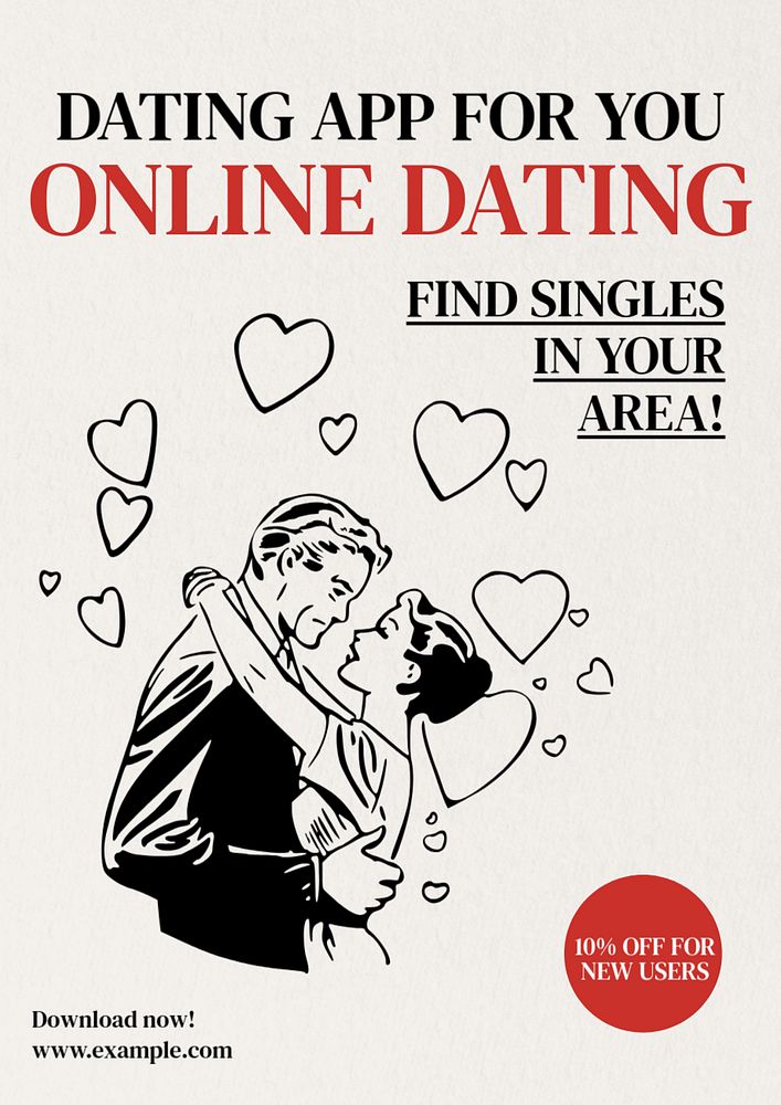 Online dating poster template, editable text & design