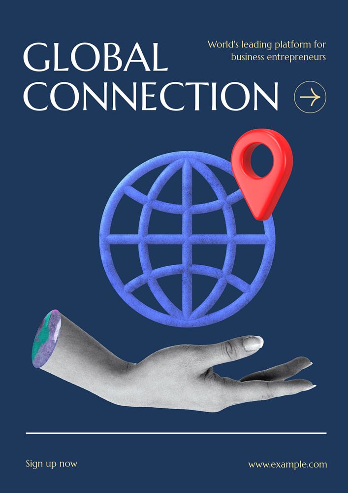 Global connection  poster template, editable text and design