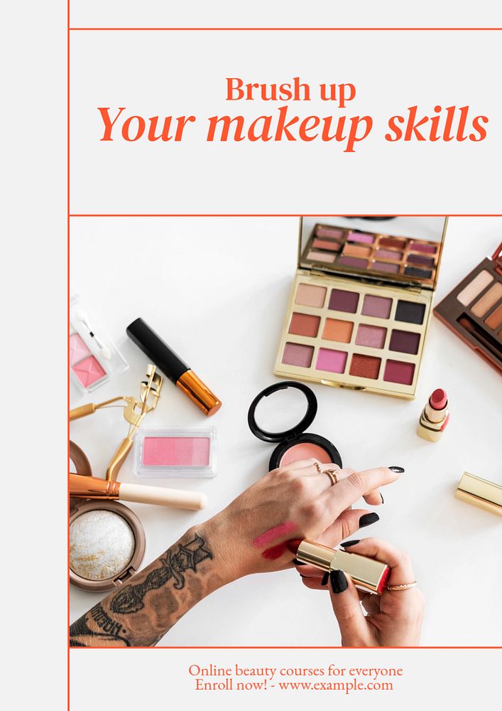 Makeup class  poster template, editable text & design