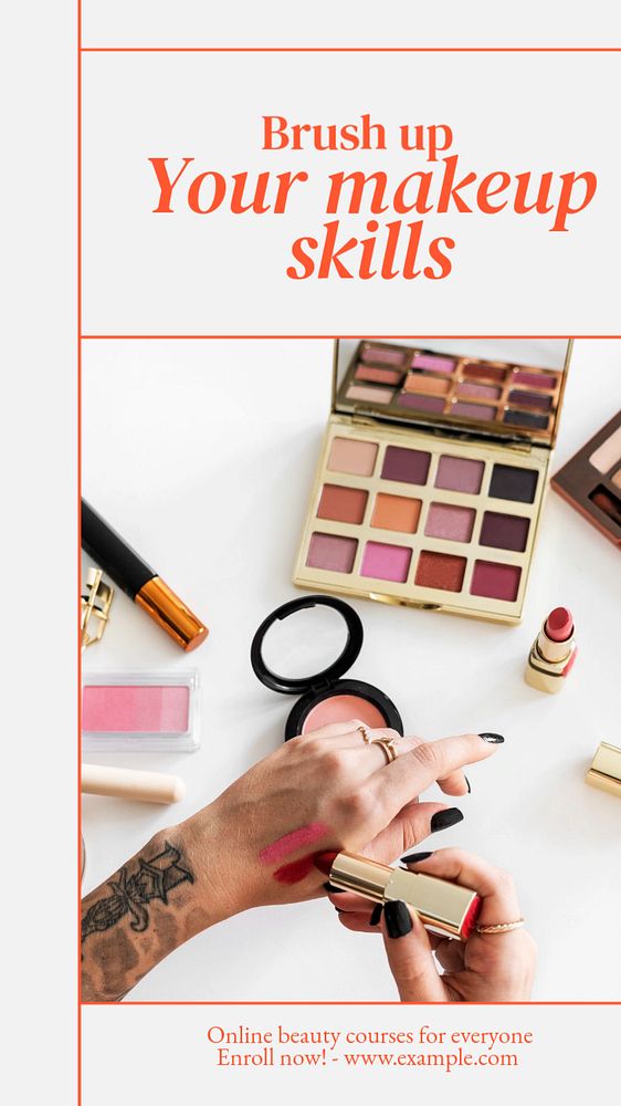 Makeup class  Instagram story template, editable text