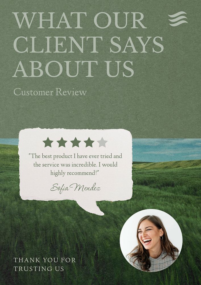 Client review poster template editable Premium Editable Template