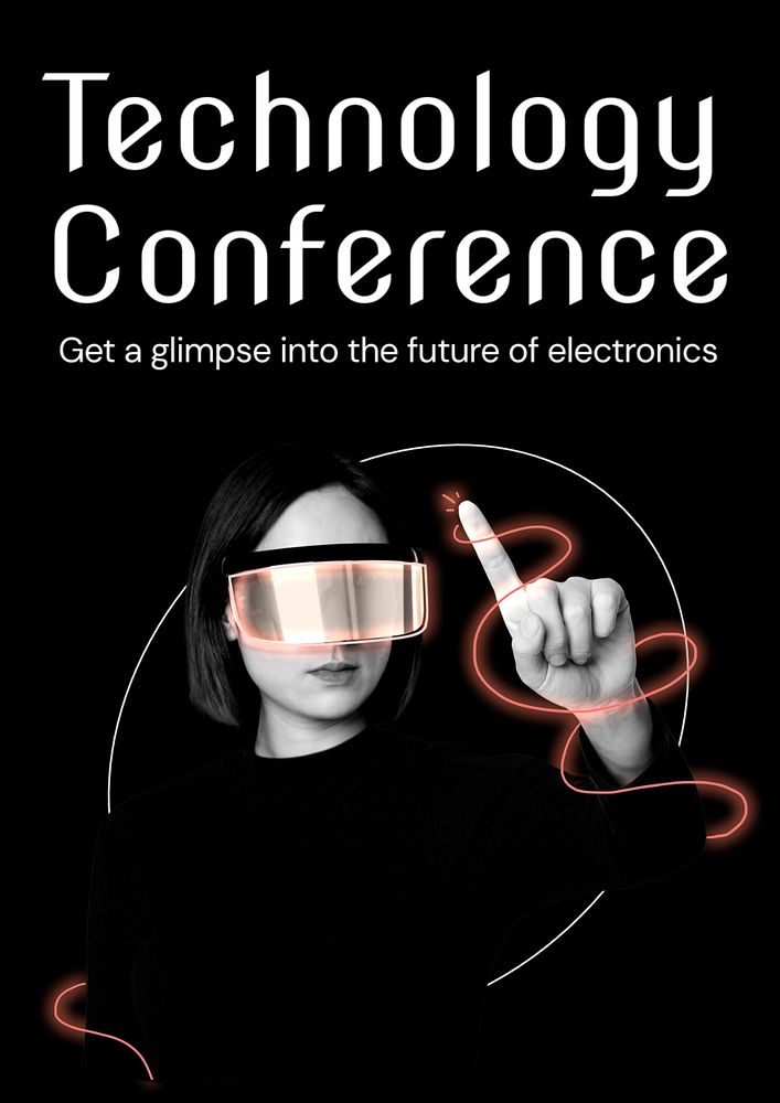 Technology conference  poster template, editable text and design