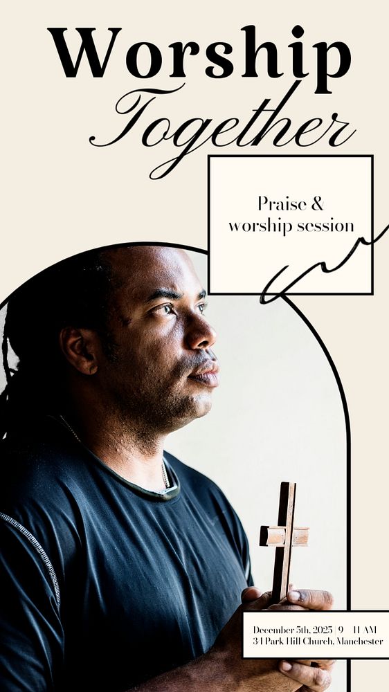 Worship session Instagram story template, editable text