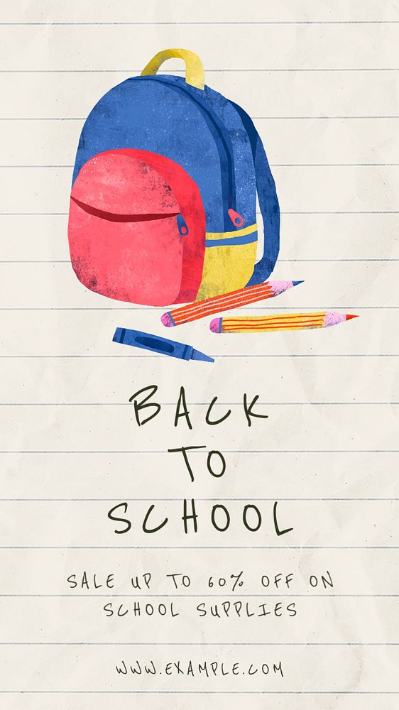 Back to school Instagram story template, editable text