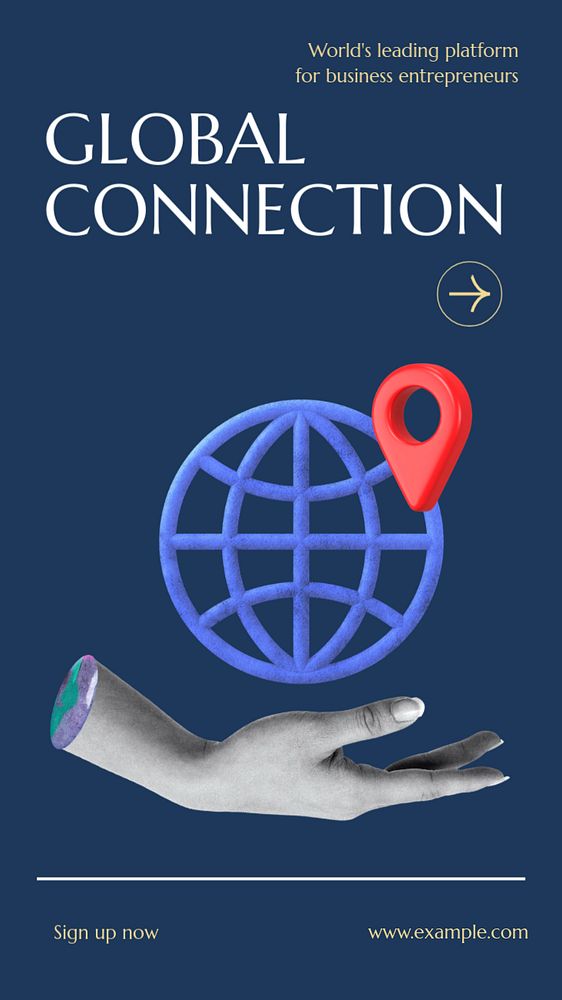 Global connection  Instagram story template, editable text