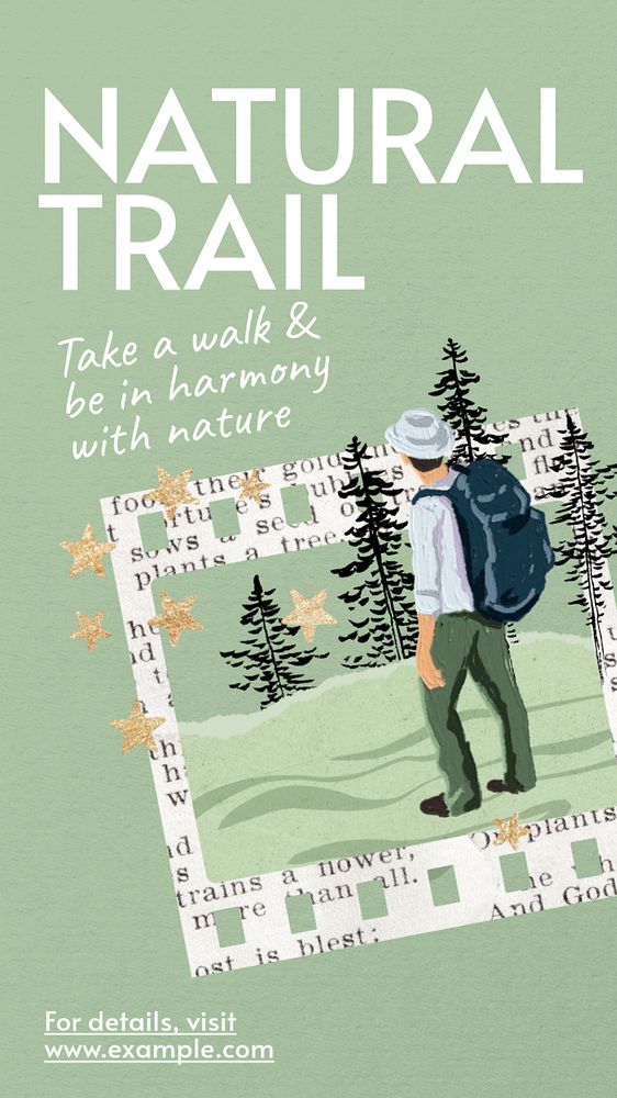 Natural trail  Instagram story template, editable text