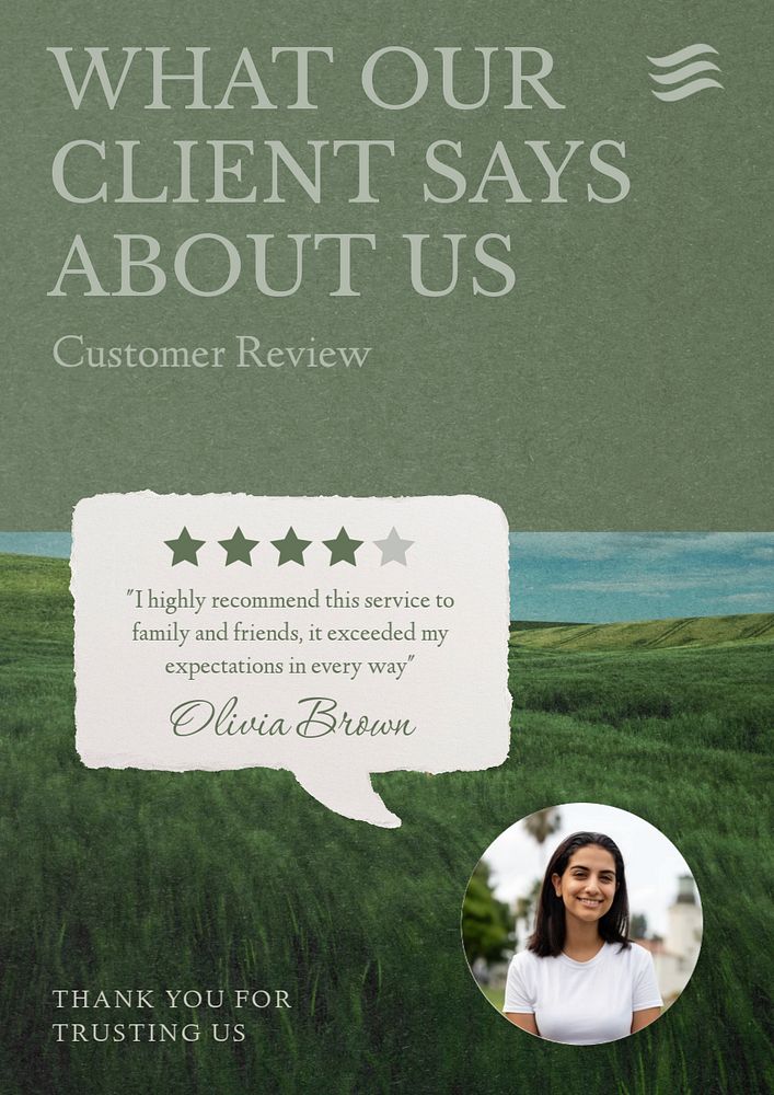 Client review  poster template, editable text & design