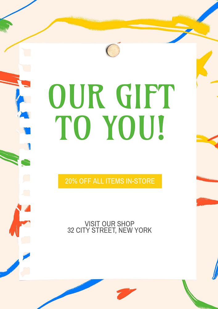 Gift voucher poster template, editable text & design