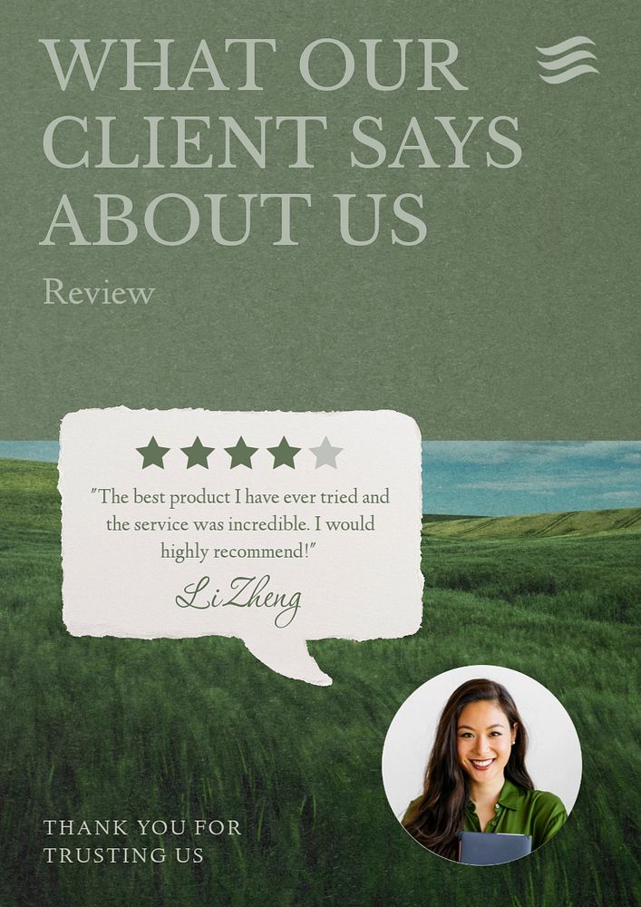 Client review  poster template, editable text & design