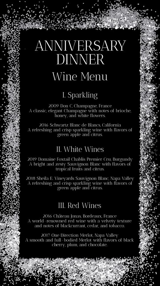 Wine menu Instagram story template, editable text