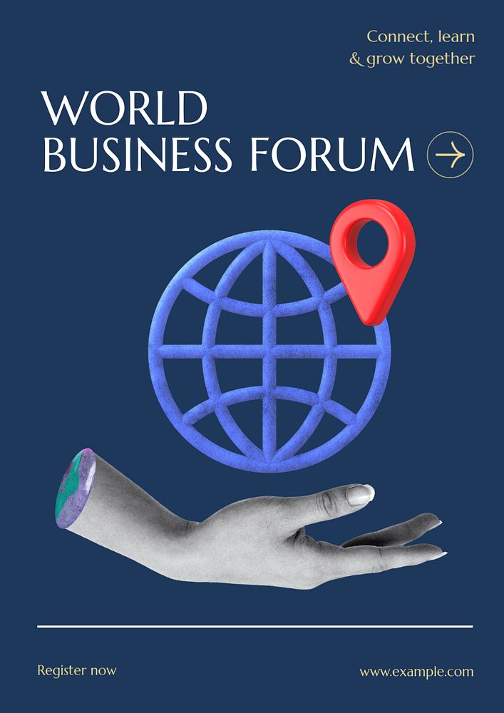 World business forum poster template, editable text and design