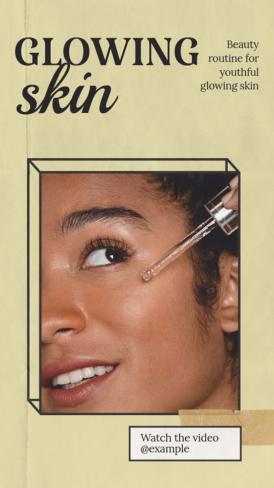 Glowing skin routine  Instagram story template, editable text