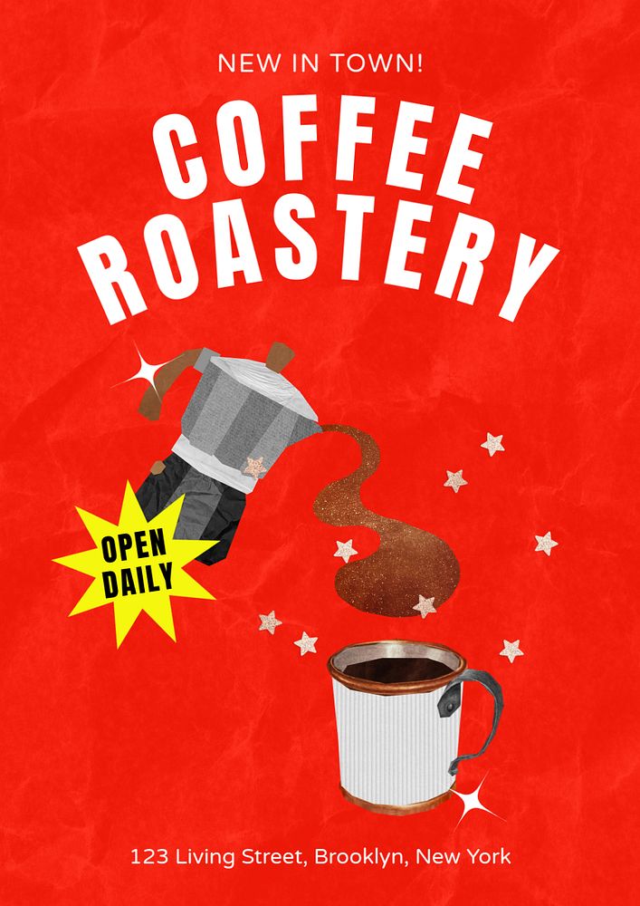 Coffee roastery  poster template, editable text & design