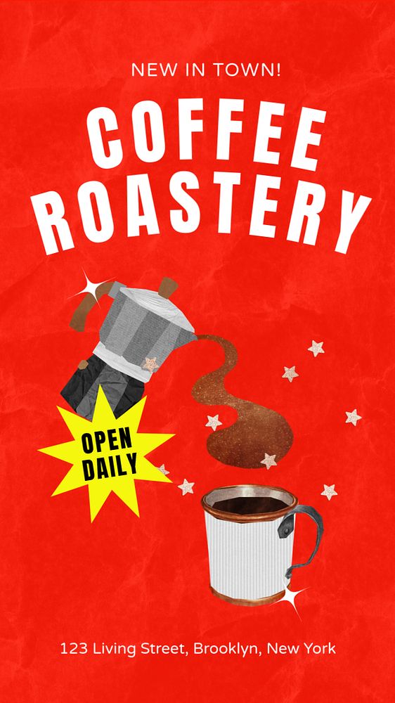 Coffee roastery  Instagram story template, editable text