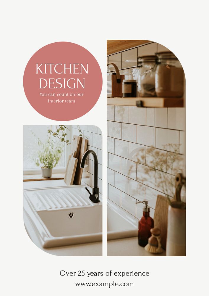 Kitchen design poster template, editable text & design