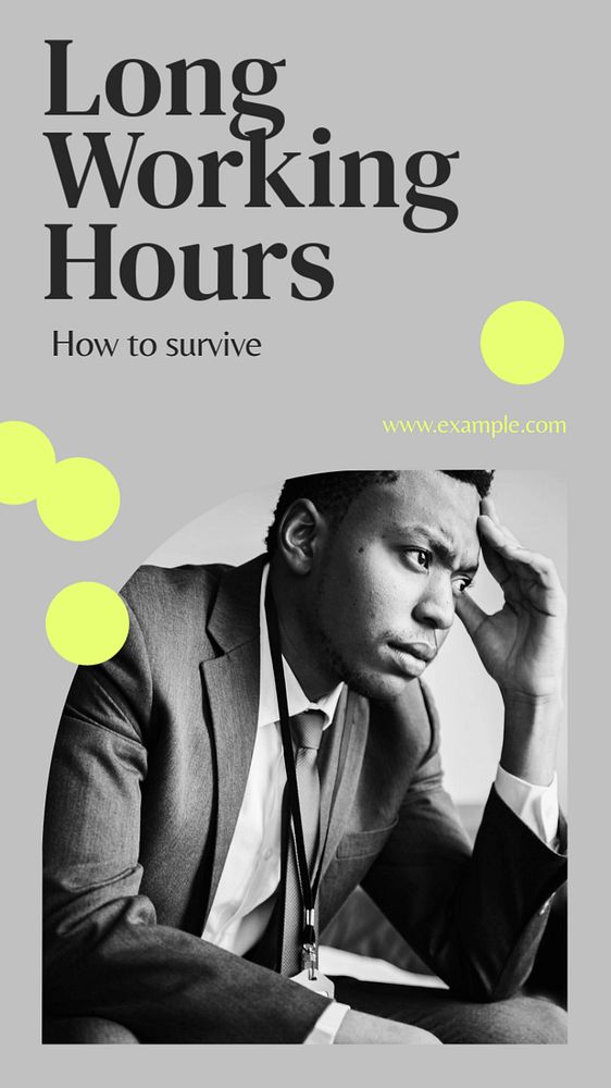 Long working hours  Instagram story template, editable text