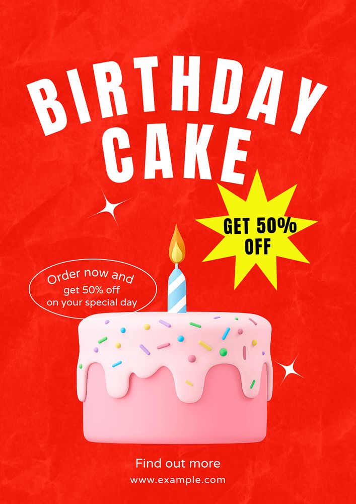 Birthday cake  poster template, editable text & design