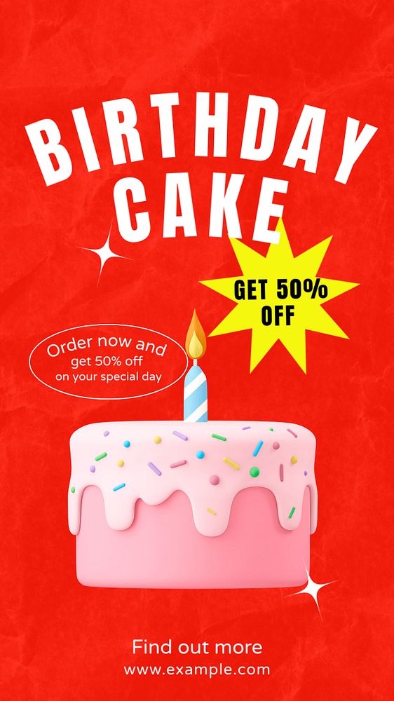 Birthday cake  Instagram story template, editable text