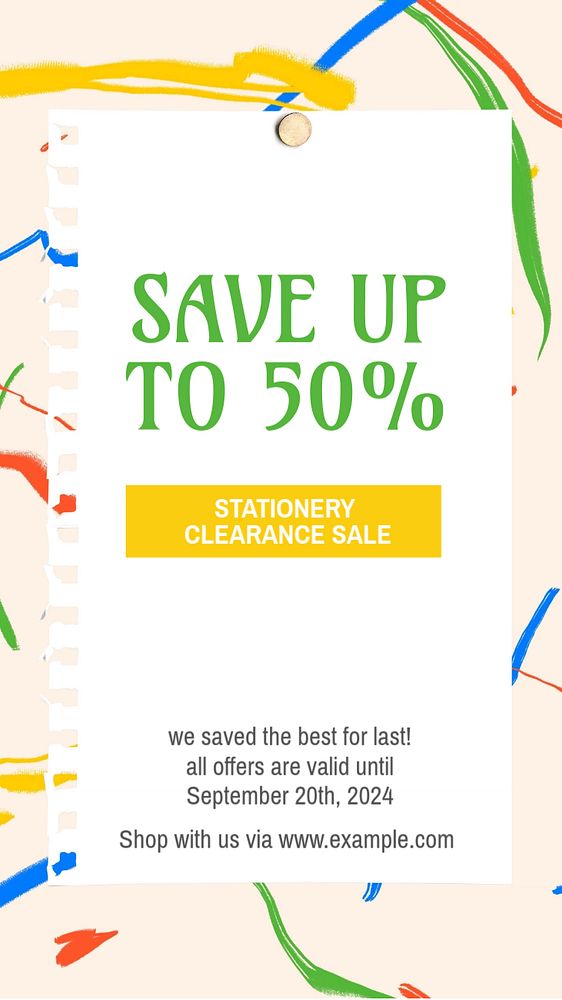 Stationery clearance sale Instagram story template, editable text