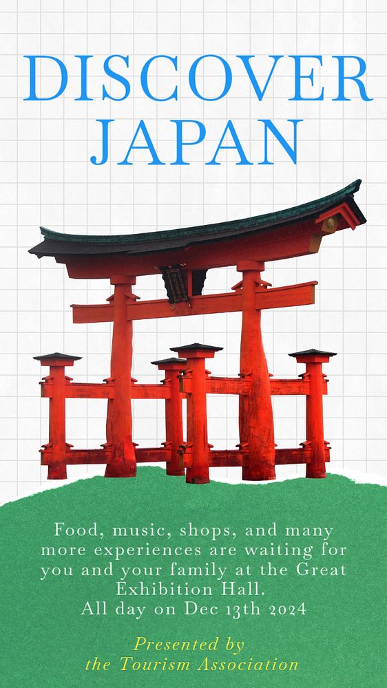 Japan culture expo Instagram story template, editable text