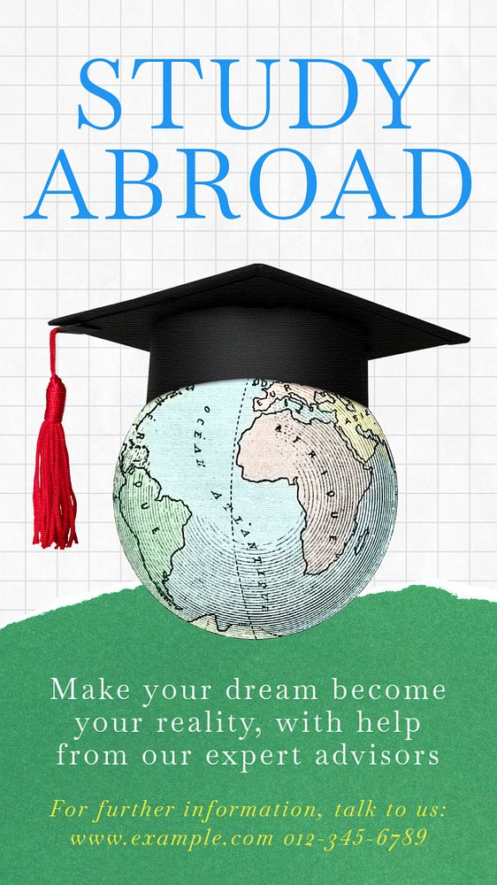 Study abroad  Instagram story template, editable text