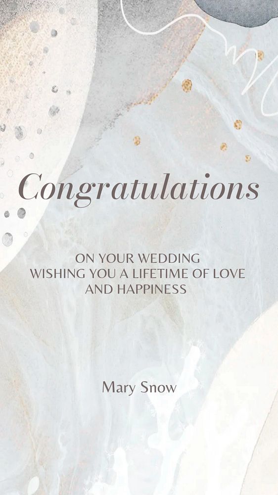 Wedding congratulations Instagram story template, editable text