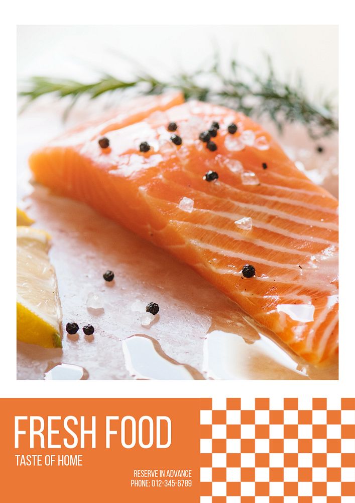 Fresh food poster template, editable text & design