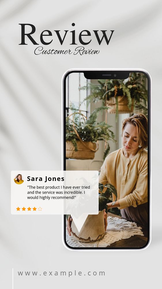 Customer review Instagram story template, editable text