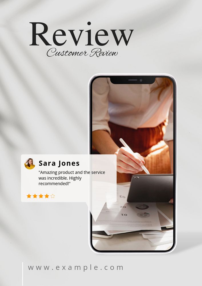 Customer review poster template, editable text and design