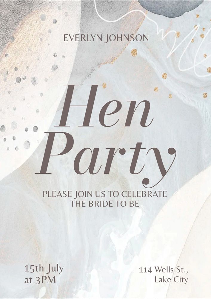 Hen party poster template, editable text & design