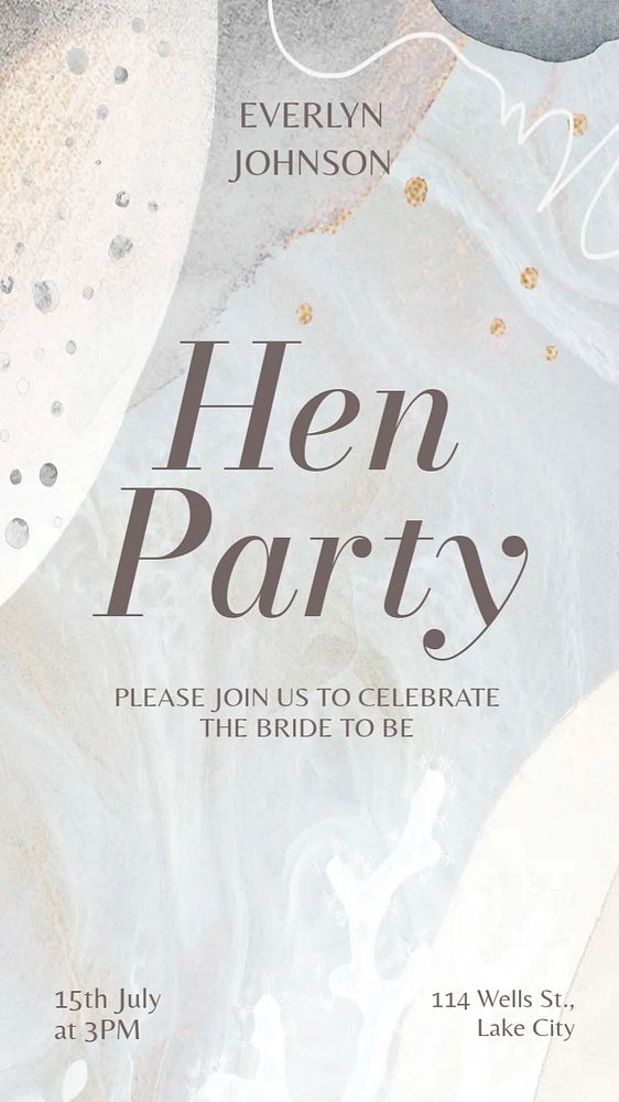 Hen party Instagram story template, editable text