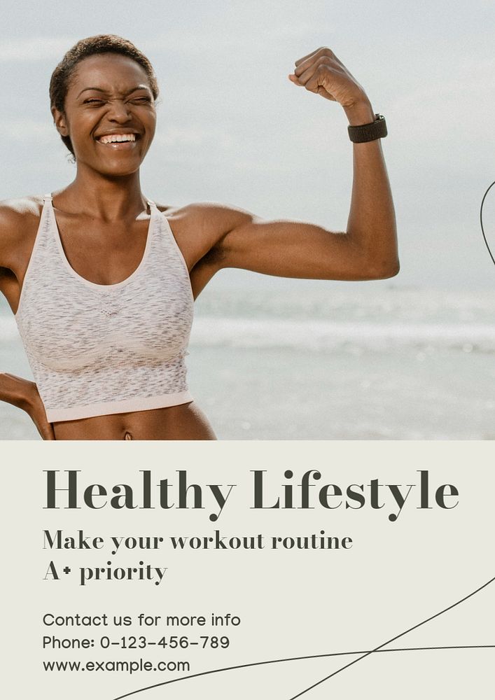 Healthy lifestyle poster template, editable text & design