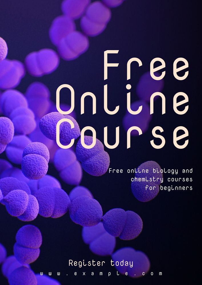 Free online courses poster template, editable text & design