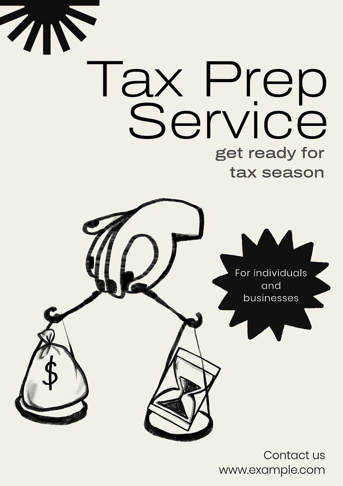 Tax prep service poster template, editable text & design