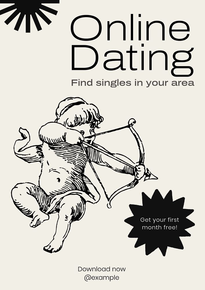 Online dating poster template, editable text & design