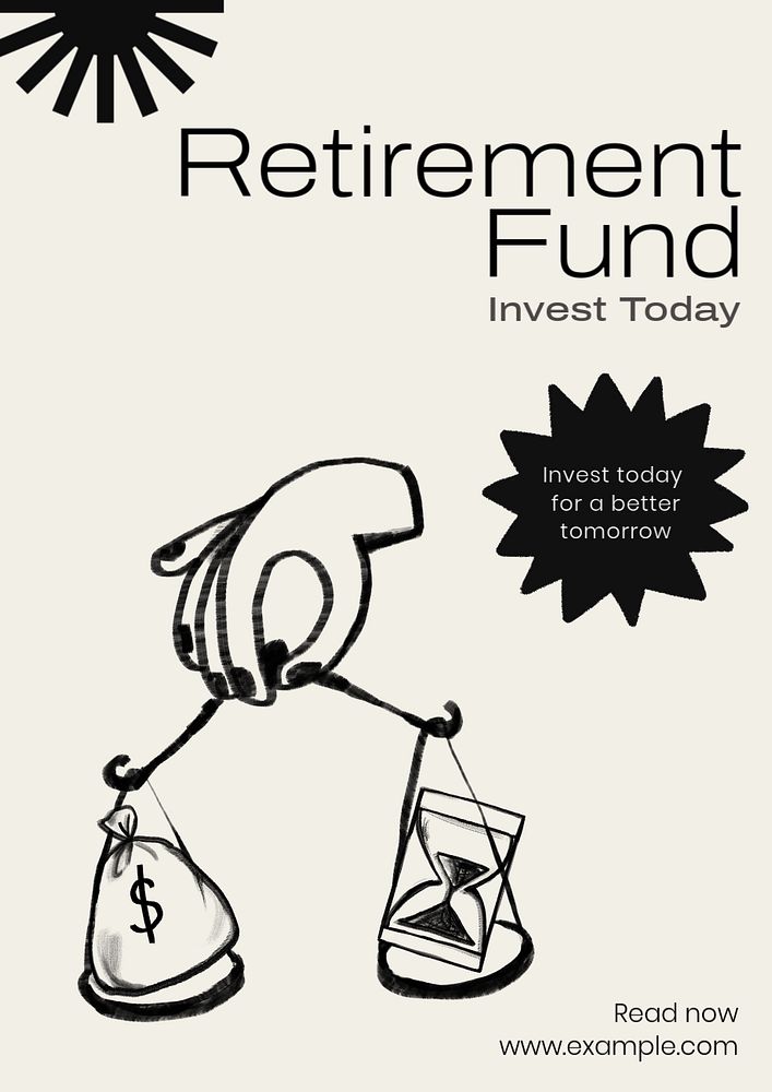 Retirement fund poster template, editable text & design