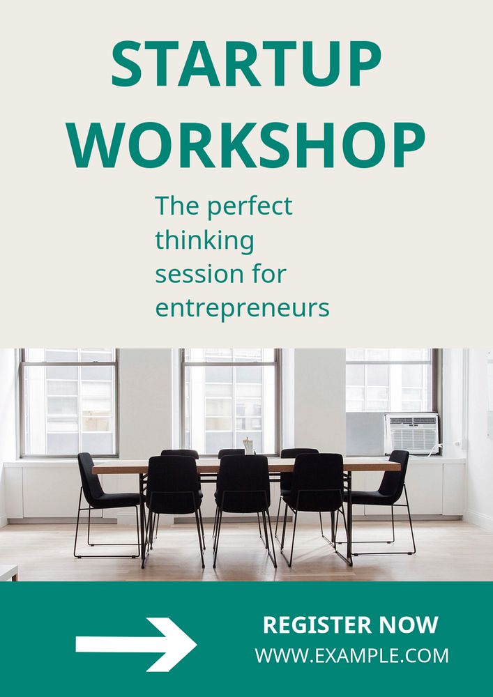 Startup workshop  poster template, editable text & design