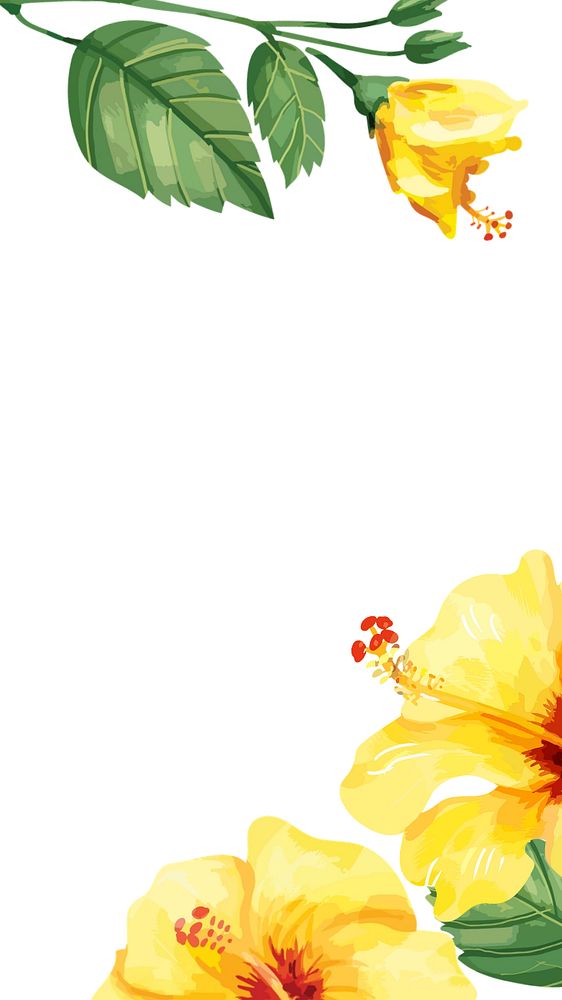 Watercolor hibiscus mobile wallpaper, editable flower design