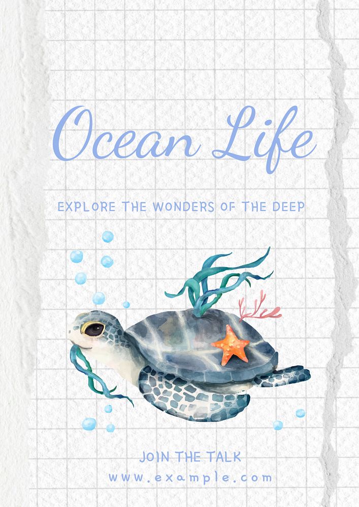 Ocean life  poster template, editable text and design